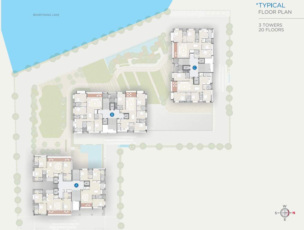 lakeville Block A, Block B, Block C Cluster Plan from 1st to 20th Floor