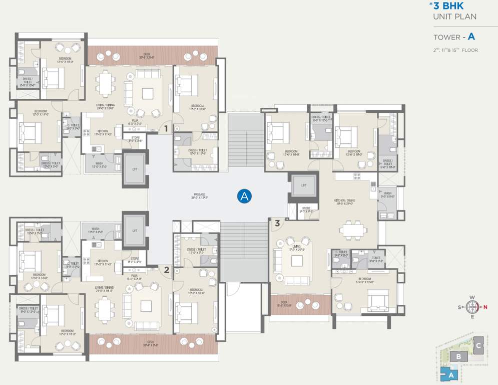 lakeville Block A Cluster Plan from 2nd to 11th, 15th Floor
