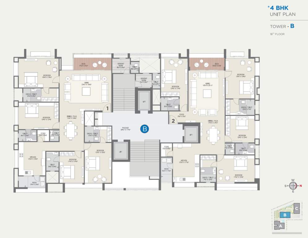 lakeville Block B Cluster Plan for 18th Floor