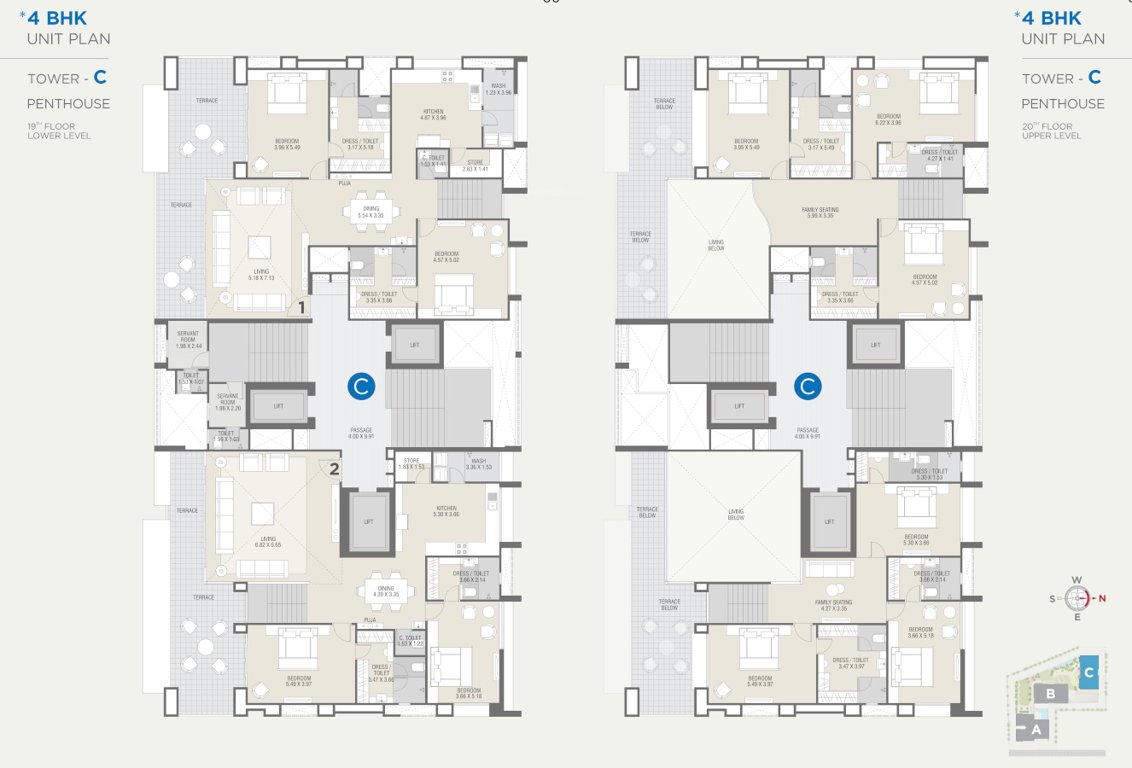 lakeville Block C Cluster Plan from 19th to 20th Floor