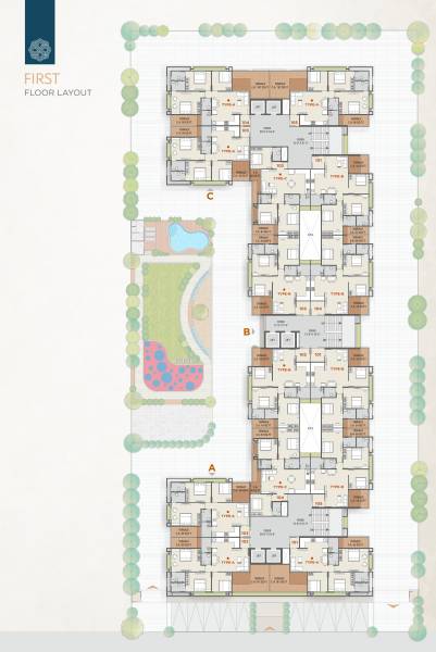  54 Block A To C Cluster Plan for 1st Floor