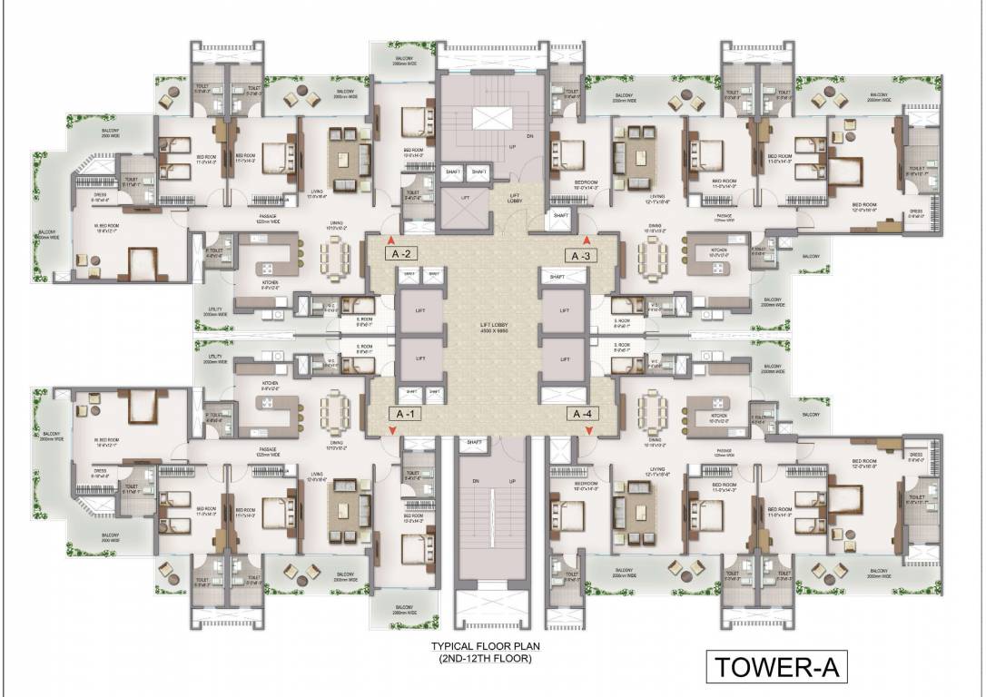  golf island Tower A Cluster Plan From 2nd To 12th Floor