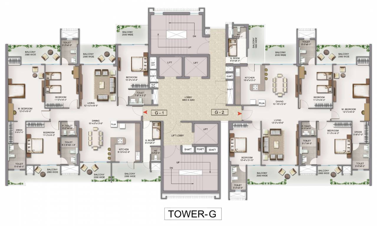  golf island Tower G Typical Cluster Plan