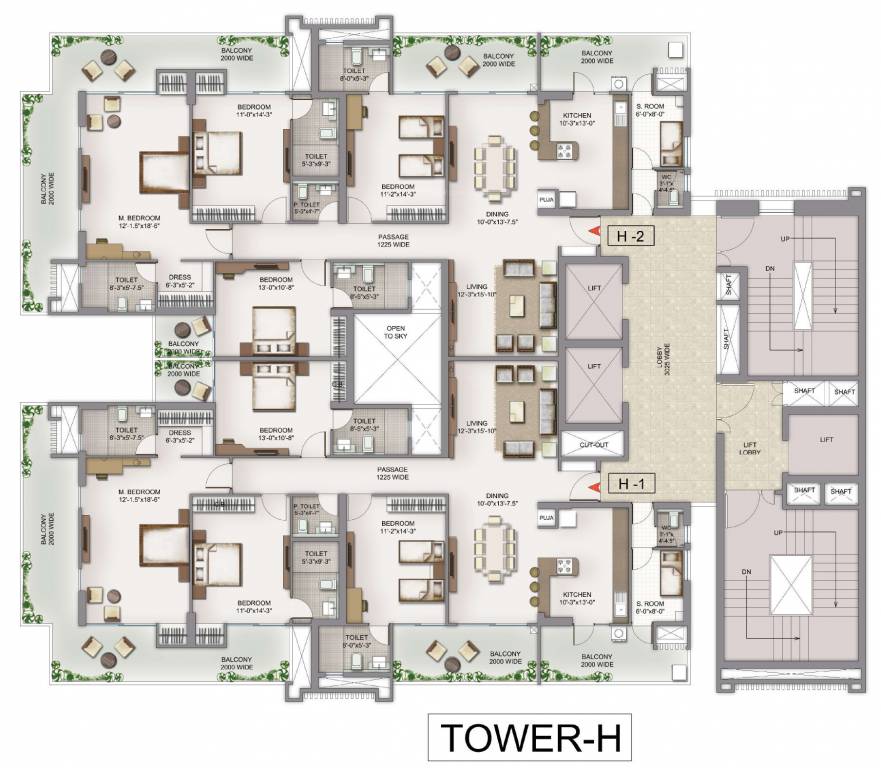  golf island Tower H Typical Cluster Plan