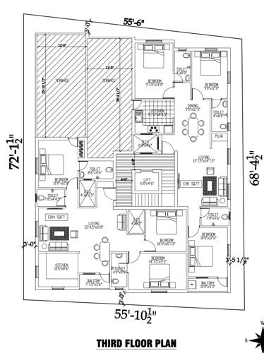  lakshmi-kubera-flats Vishnu Lakshmi Kubera Flats Cluster Plan for 3rd Floor