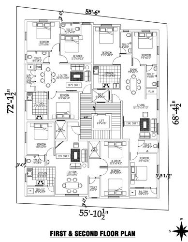  lakshmi-kubera-flats Vishnu Lakshmi Kubera Flats Cluster Plan from 1st to 2nd Floor