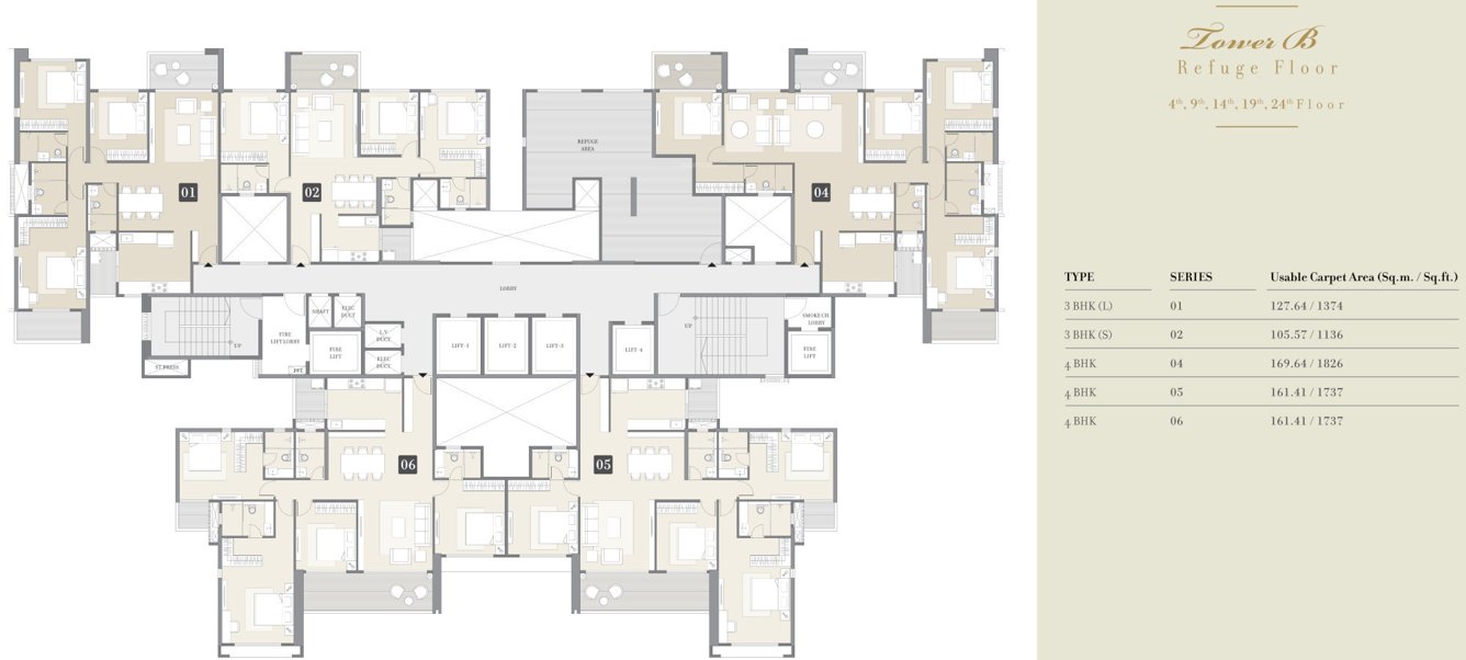 24k altura B Cluster Plan For 4th, 9th, 14th, 19th, 24th Floor