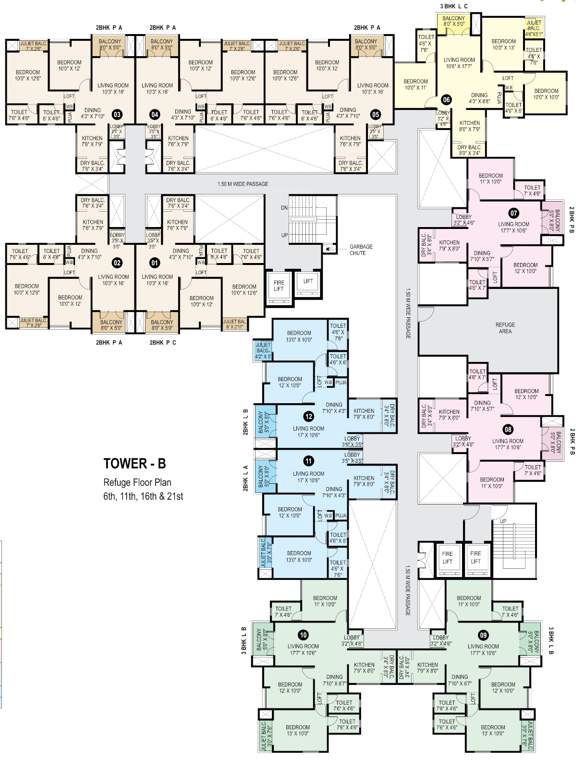  41zillenia Tower B Cluster Plan from 2nd, 3rd, 4rth, 5th, 7th, 8th, 9th, 10th, 12th, 13th, 14th, 15th, 17th, 18th, 19th, 20th, 22th, 23th And 24th Floor