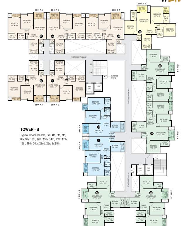  41zillenia Tower B Cluster Plan from 6th. 11th, 16th And 21th Floor