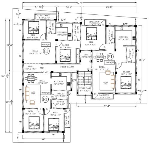  vijaya-lakshmi-apartment Vijaya Lakshmi Apartment Cluster Plan for 1st Floor