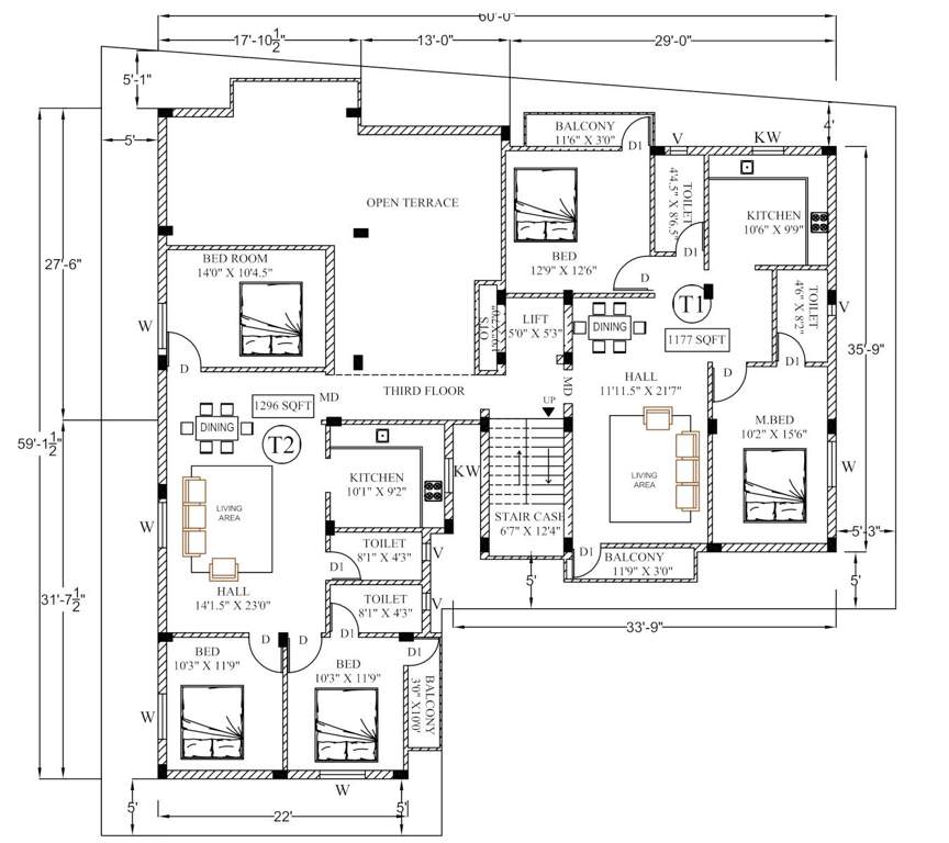  vijaya lakshmi apartment Vijaya Lakshmi Apartment Cluster Plan for 3rd Floor