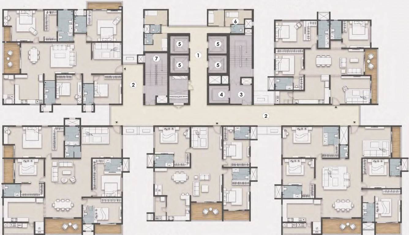 diamond towers Diamond Tower B Residential Cluster Plan For Typical Floor Plan