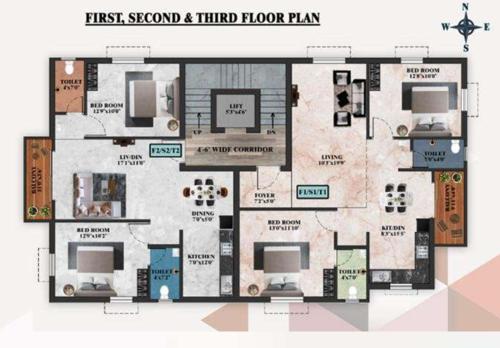  sai-pallavi-flats Sai Pallavi Flats Cluster Plan from 1st to 3rd Floor