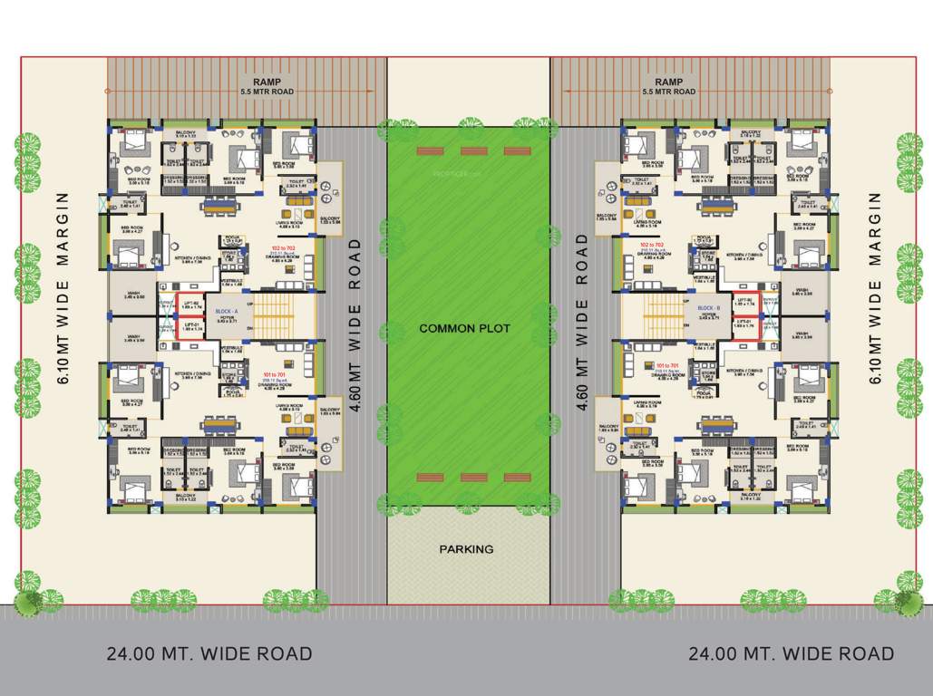  homes Block A & B Cluster Plan from 1st to 7th Floor