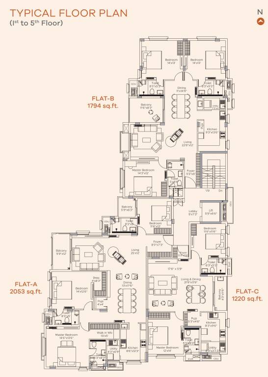  haridra Haridra Cluster Plan from 1st to 5th Floor