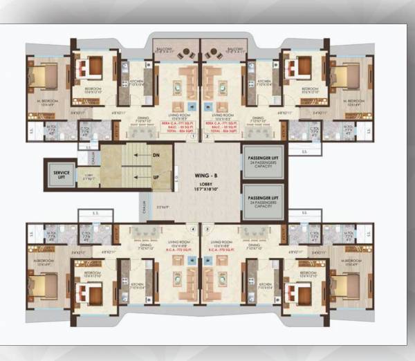  nicco-residency Sale Wing B Cluster Plan