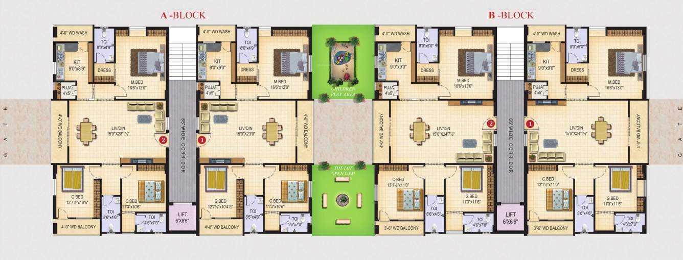  twin towers Block A & B Cluster Plan from 1st to 5th Floor