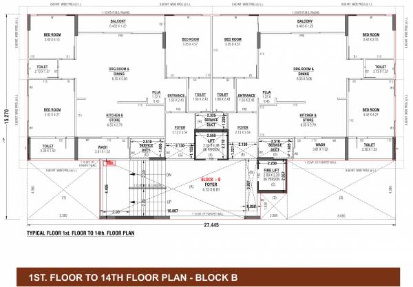  aura Block - B Cluster Plan From 1st To 14th Floor