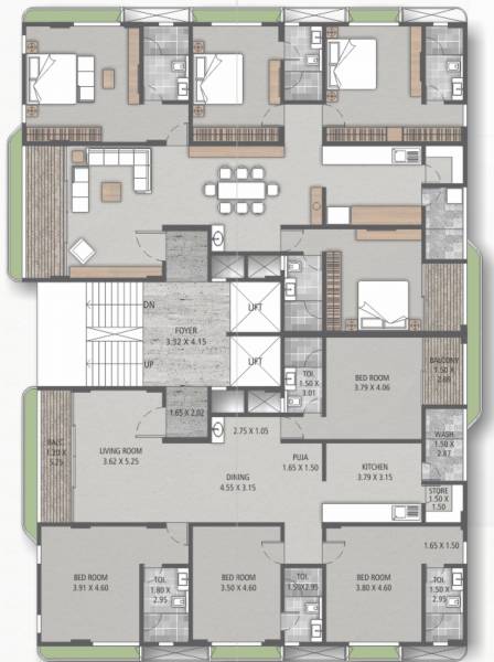  three Aikya Three Typical Cluster Plan
