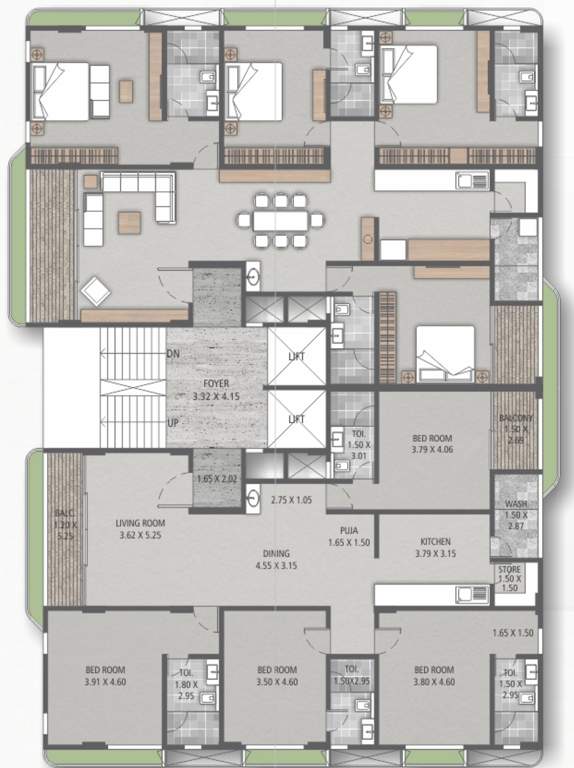  three Aikya Three Typical Cluster Plan