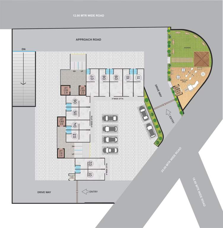 shree siddheshwaray platinum Block A And B Cluster Plan for ground Floor