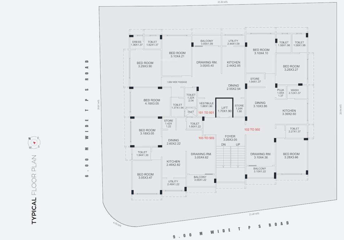  amarjyot apartments Amarjyot Apartments Cluster Plan from 1st to 5th Floor
