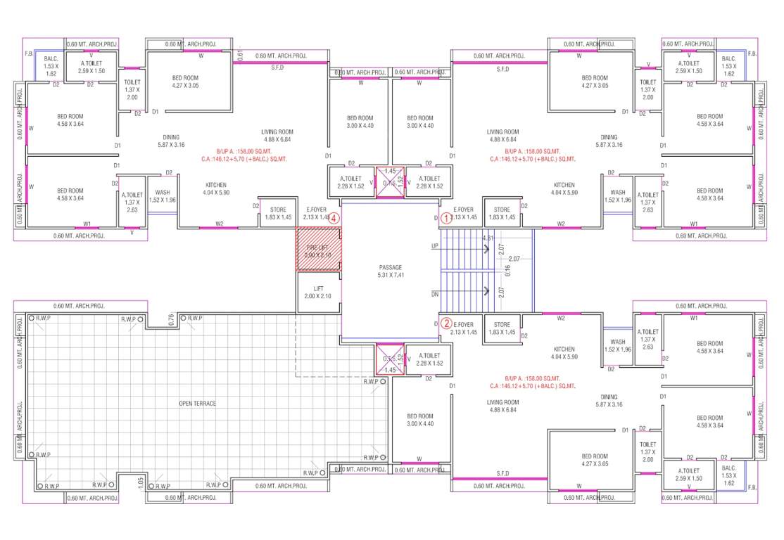  meera platina Block A And Block B Cluster Plan for 13th Floor