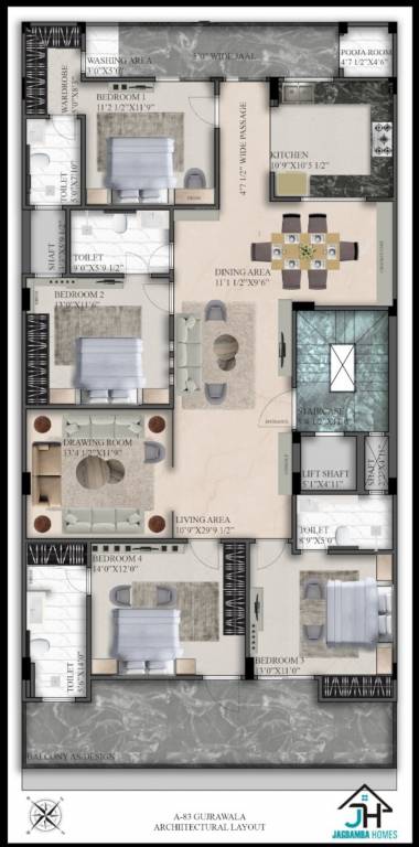 homes Homes Cluster Plan from 1st to 4th Floor