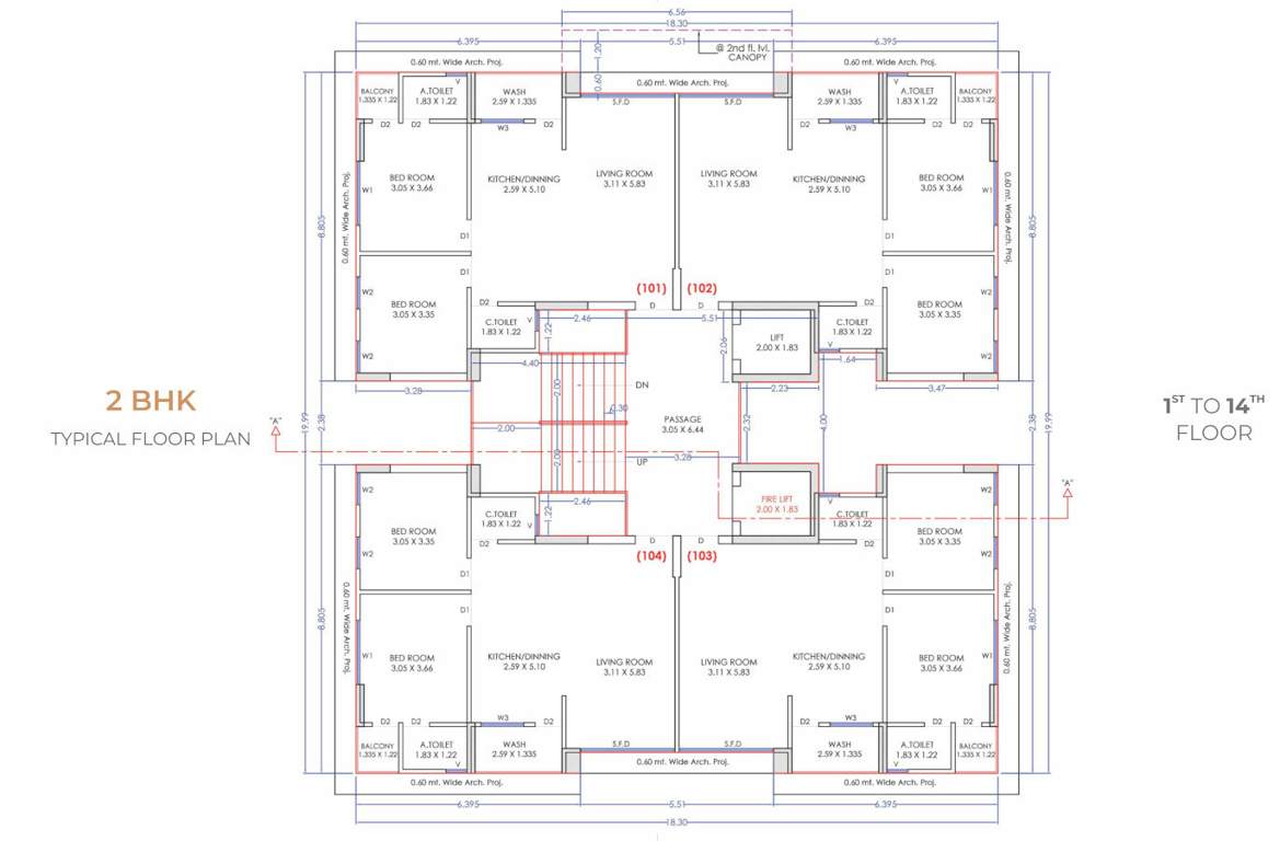 skynand heights 02 Block C1 To Block C6 Cluster Plan from 1st to 14th Floor