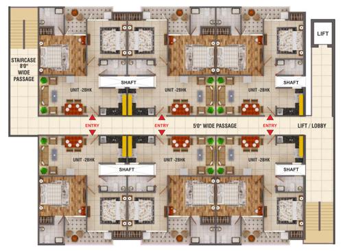  radhika-green Escon Radhika Green Cluster Plan For Typical Floor