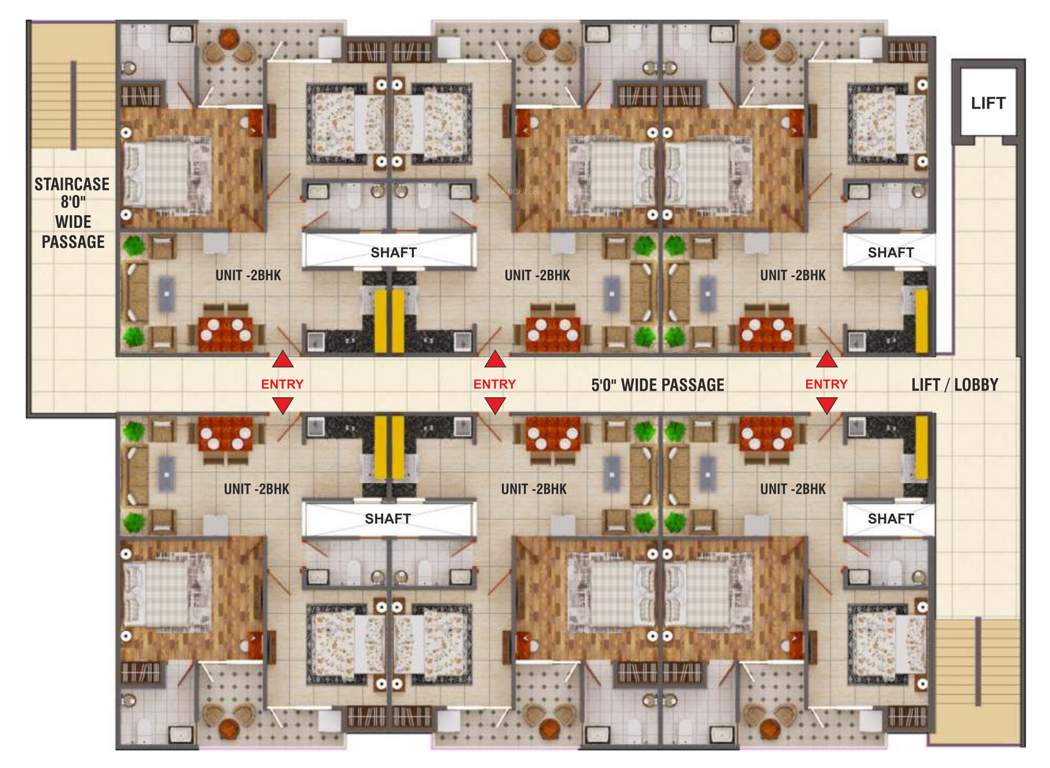  radhika green Escon Radhika Green Cluster Plan For Typical Floor