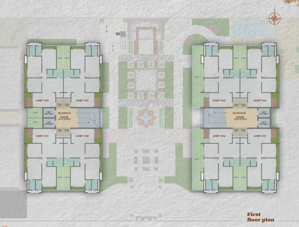 nest Block A And B Cluster Plan for 1st Floor
