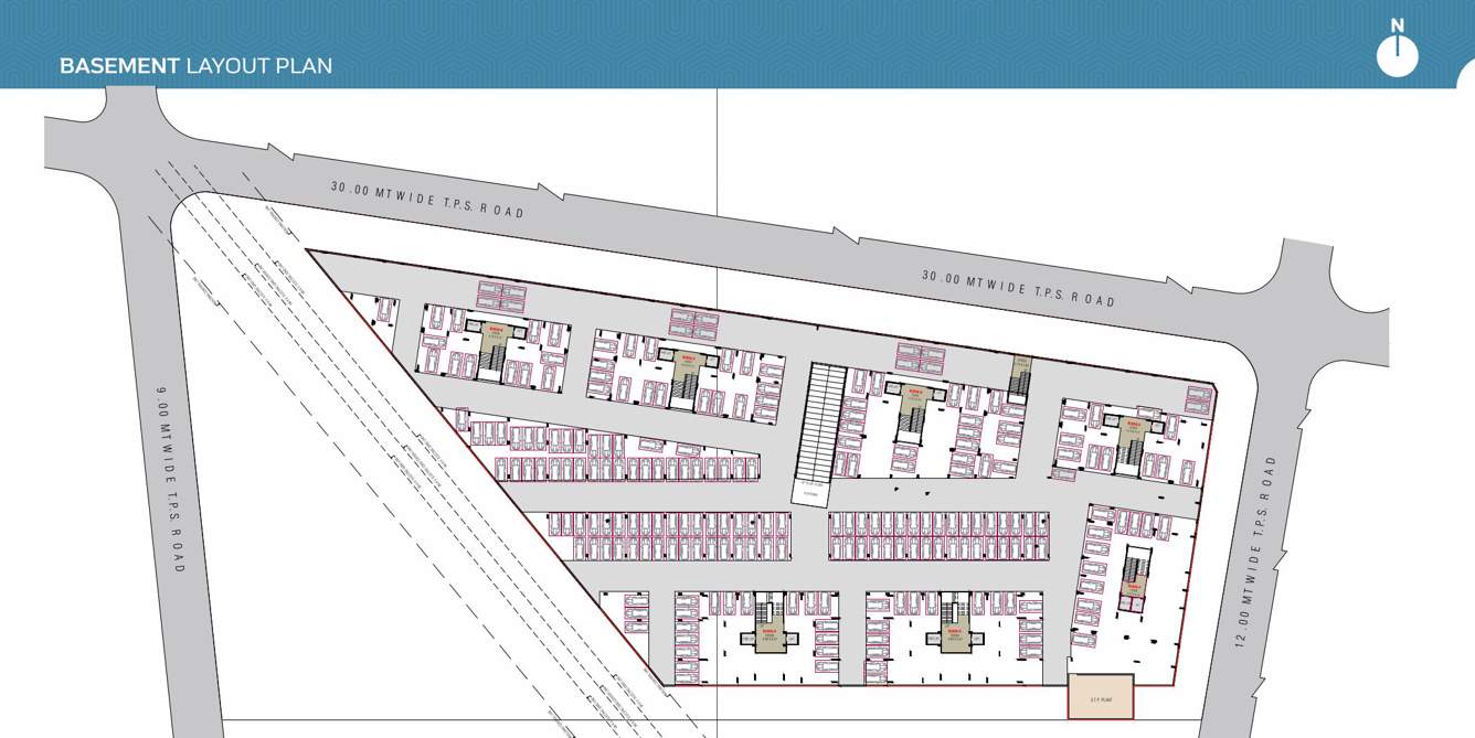  karnavati apartment 7 Block B, C, D, E, F, G, H, I, & J Cluster Plan For Basement
