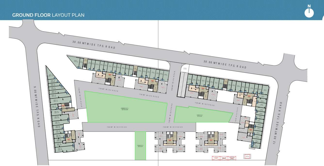  karnavati apartment 7 Block B, C, D, E, F, G, H, I, & J Cluster Plan For Ground Floor
