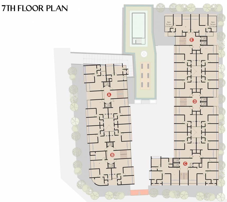  crown 140 A To E 7th Floor Cluster Plan