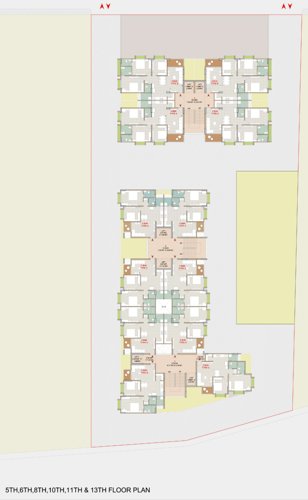 shivam-heights A, B, C Cluster Plan For 5th, 6th, 8th, 10th, 11th, 13th Floor