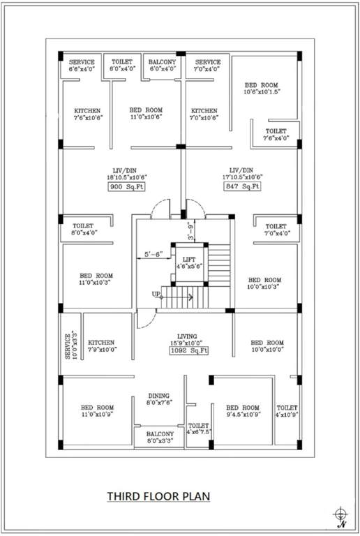  sri sowbhagya flats Sri Sowbhagya Flats 3rd Floor Cluster Plan