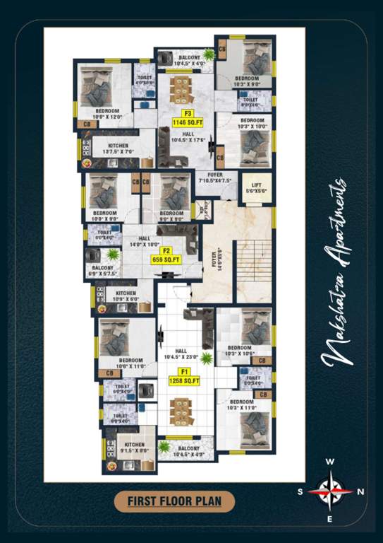  nakshatra apartments Nakshatra Apartments Cluster Plan for 1st Floor