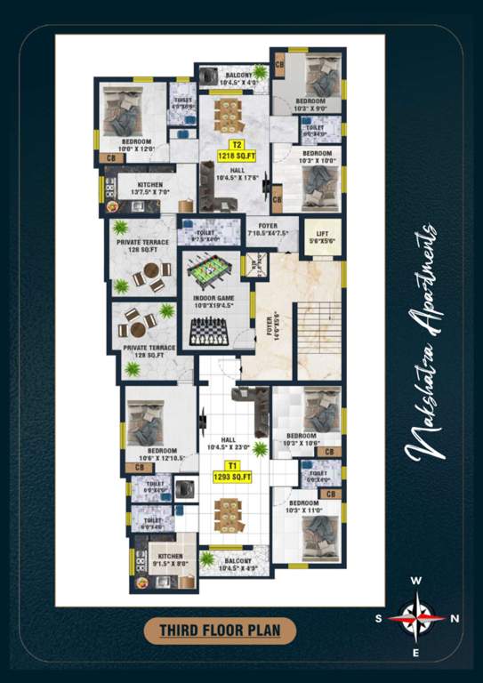  nakshatra apartments Nakshatra Apartments Cluster Plan for 3rd Floor