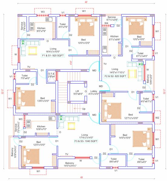  flats Flats Cluster Plan From 1st To 2nd Floor