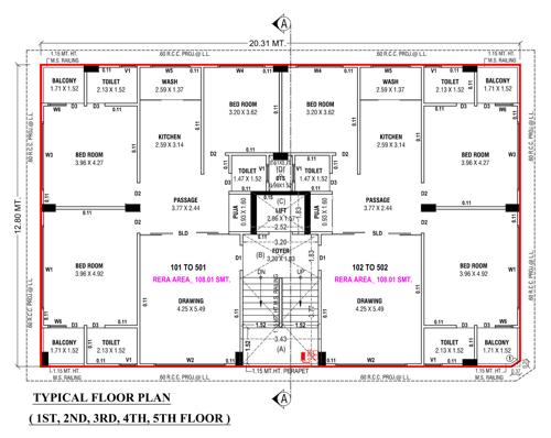  blossom-kalindi Blossom Kalindi Cluster Plan from 1st to 5th Floor