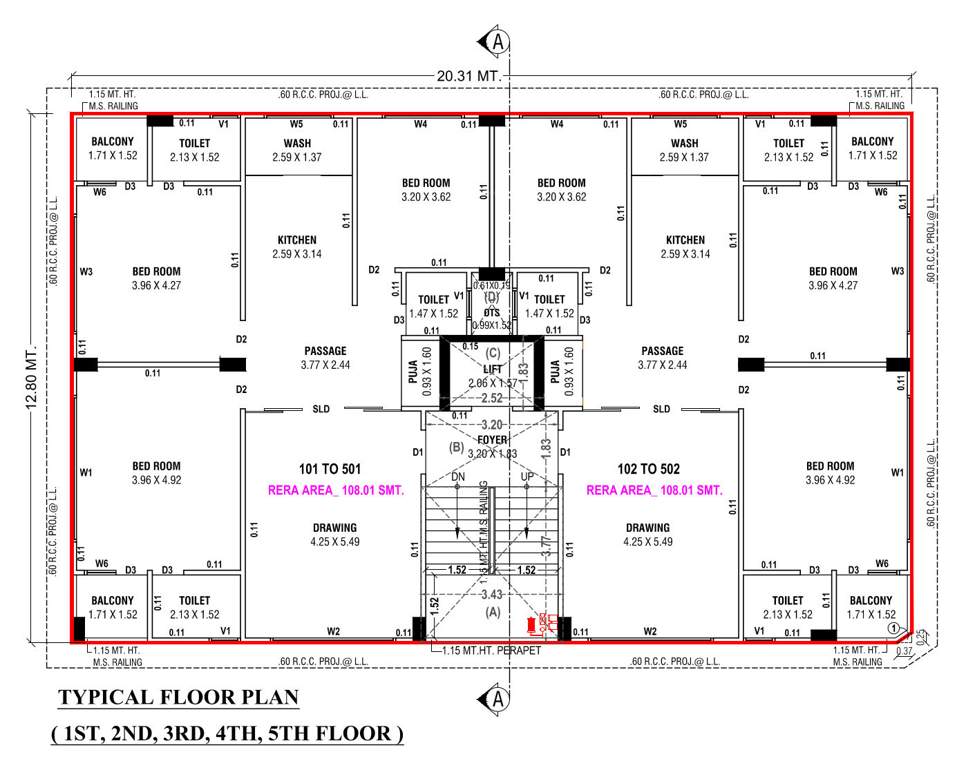  blossom kalindi Blossom Kalindi Cluster Plan from 1st to 5th Floor