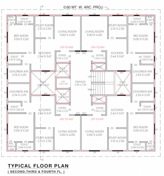  sarthak Sarthak Cluster Plan from 2nd to 4th Floor