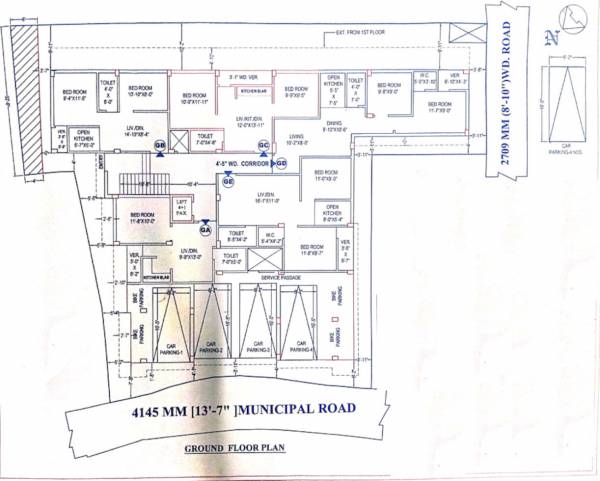  apartment Apartment Cluster Plan for ground Floor