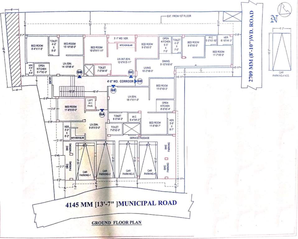  apartment Apartment Cluster Plan for ground Floor