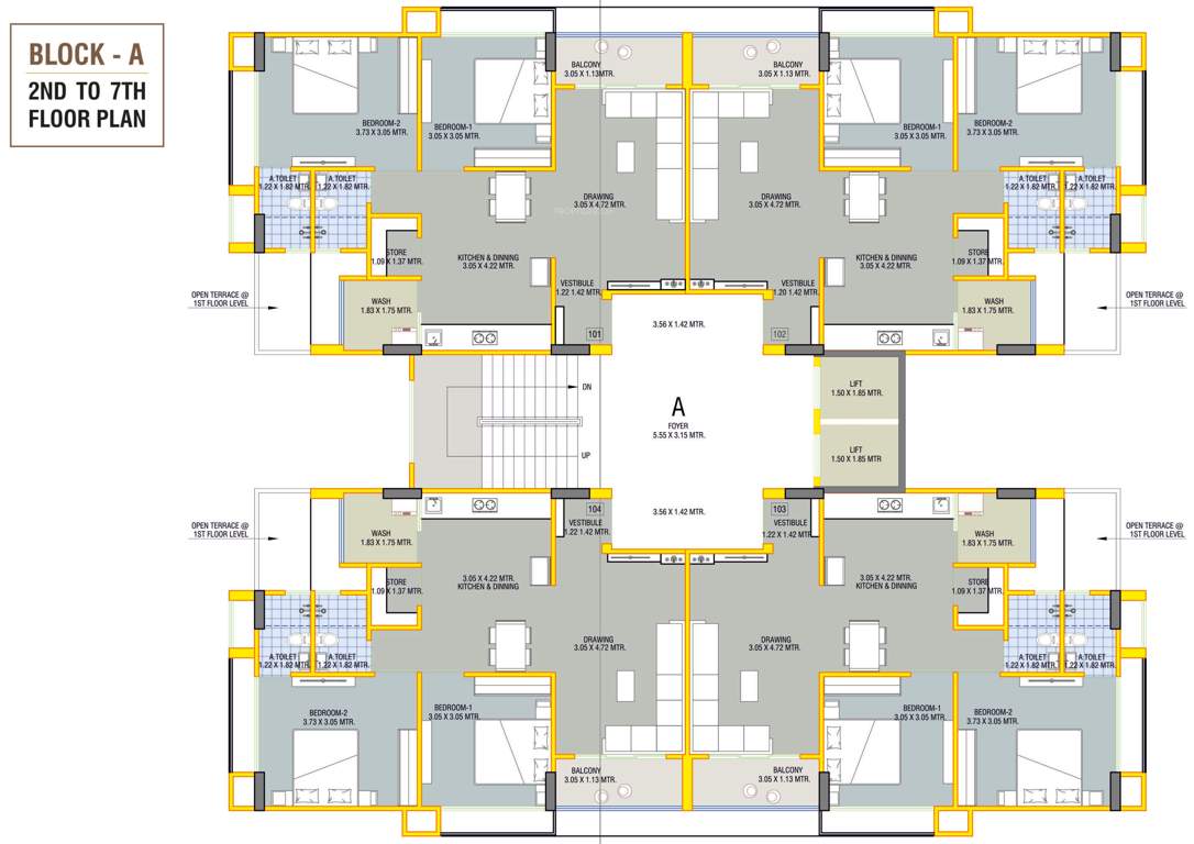  ganesh green Block   A Cluster Plan From 2nd To 7th Floor