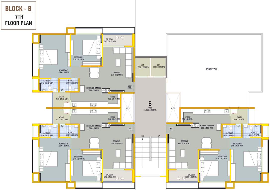  ganesh green Block   B Cluster Plan For 7th Floor