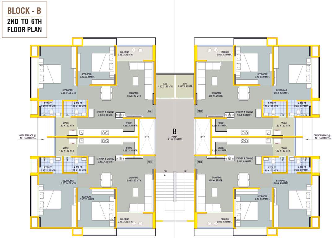  ganesh green Block   B Cluster Plan From 2nd To 6th Floor