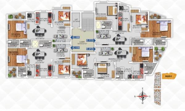  navya-residency Block C Cluster Plan from 1st to 4th Floor