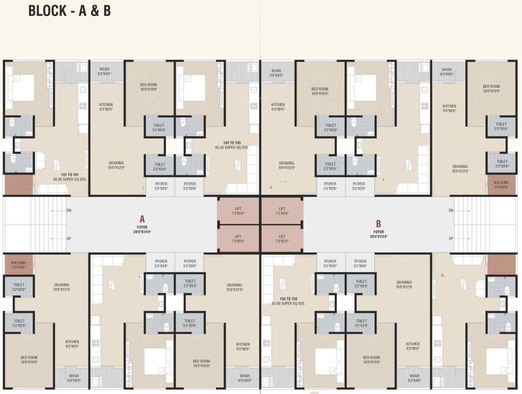  paradise palm A And B Typical Cluster Plan